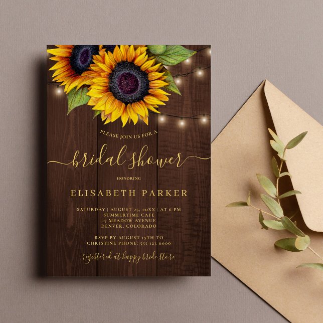 Invitación Domba de madera de guijarros de oro de girasol rús (Subido por el creador)