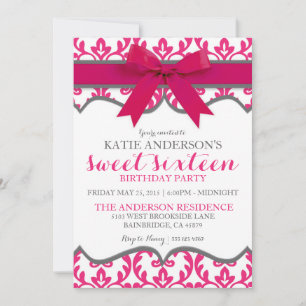 Invitación Dombo elegante rosado caliente Dieciséis invitacio