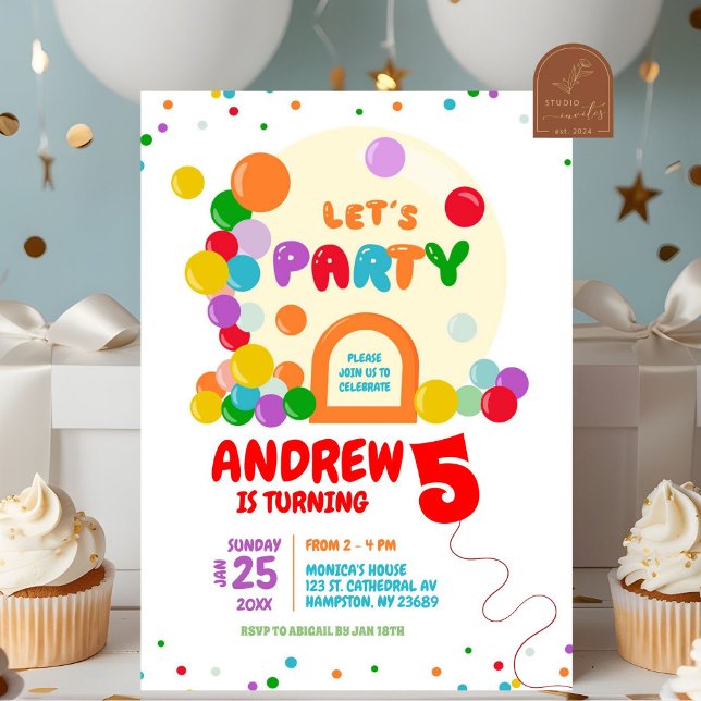Invitación Dome de Burbujas Coloridas Cumpleaños Infantil (Subido por el creador)