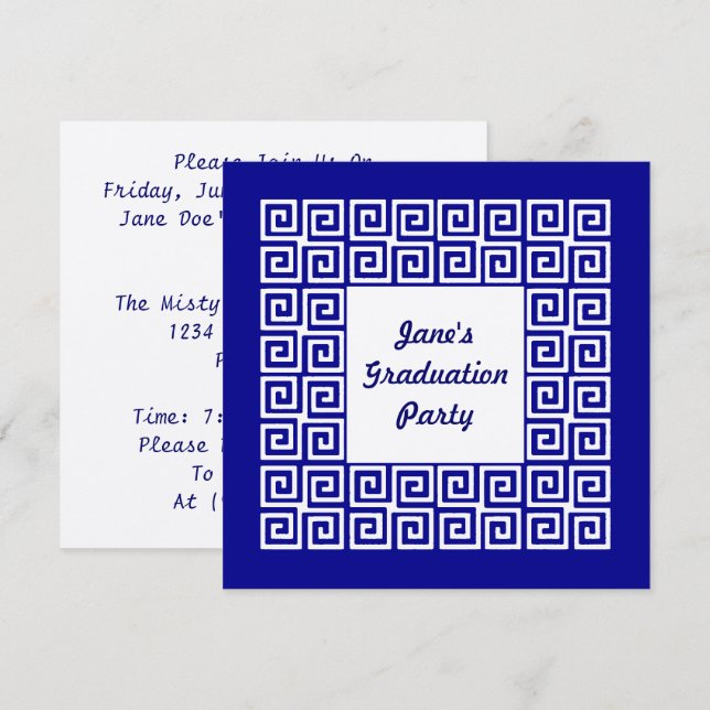Invitación dominante del fiesta del graduado de (Anverso / Reverso)