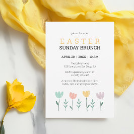 Invitación Domingo de Pascua Brunch Amarillo Floral Cute Botá