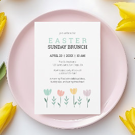 Invitación Domingo de Pascua Brunch Moderno Floral Verde Botá