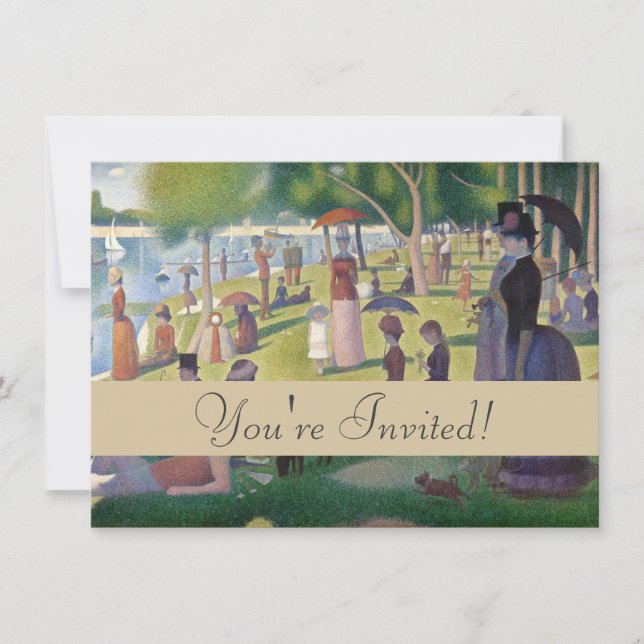 Invitación Domingo en la pintura de La Grande Jatte Seurat (Anverso)