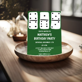 Invitación Dominos blancos con puntos negros verdes