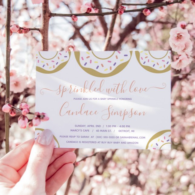 Invitación Dona Rociada Con Amor Bebe Rociado Rosa (Subido por el creador)