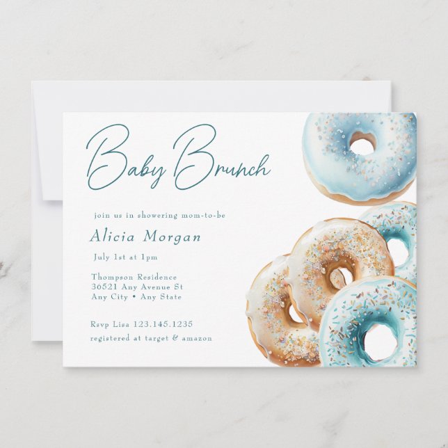Invitación Donar | Blue Gingham Boy Baby Shower (Anverso)