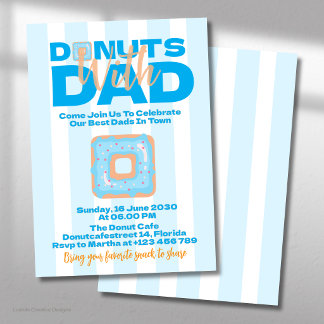 Invitación Donas Azules Con Papá Para la Celebración del Día