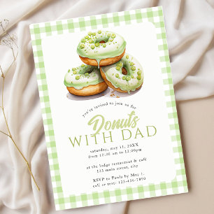 Invitación Donas Con Papá Evento Escolar Cuadros Verdes