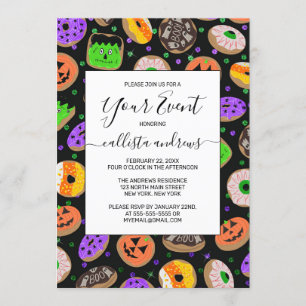 Invitación Donas de Confeti Brillantes y Divertidas para Hall