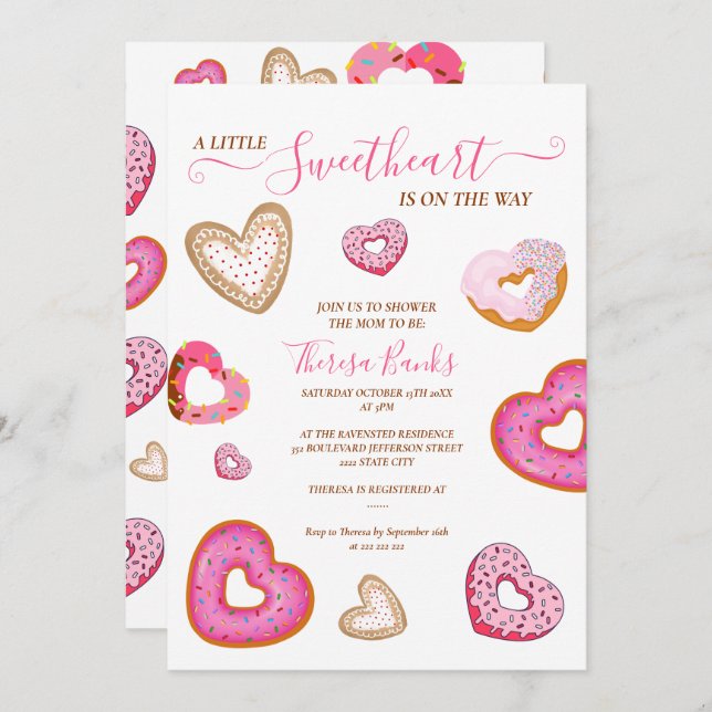 Invitación Donas de San Valentín para una pequeña dulzura (Anverso / Reverso)