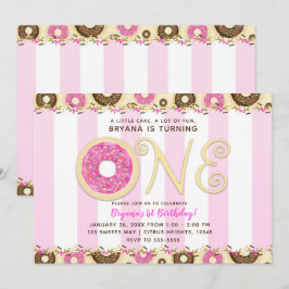 Invitación Donas de Sprinkle Rosadas Marrón para Cumpleaños U