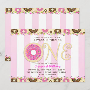 Invitación Donas de Sprinkle Rosadas Marrón para Cumpleaños U