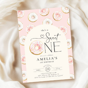 Invitación Donas Rosa Dulce Cumpleaños 1