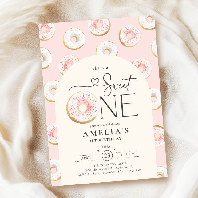 Invitación Donas Rosa Dulce Cumpleaños 1 (Subido por el creador)
