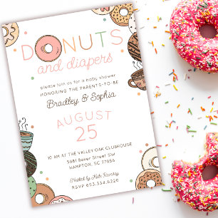 Invitación Donas y Pañales para la niña, ducha para parejas