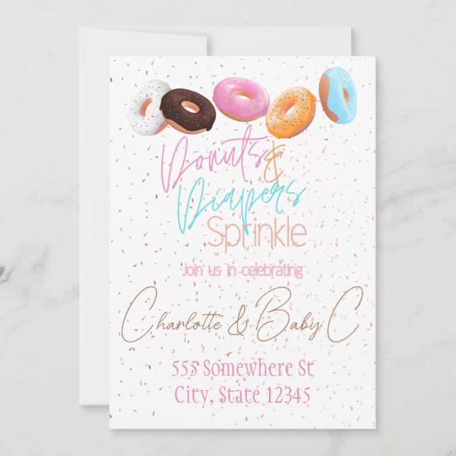 Invitación Donas y Pañales Sprinkle (Anverso)