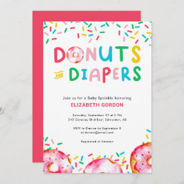 Invitación Donas y Pañales Sprinkle para Bebé Divertido Color
