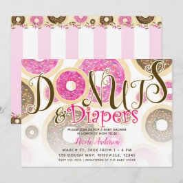 Invitación Donas y Pañales Sprinkles Rosados Baby Shower