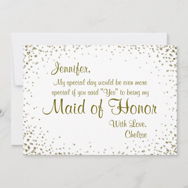 Invitación doncella de honor | Confetti de oro (Anverso)