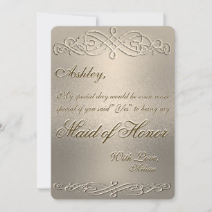Invitación doncella de honor   Sombrero de oro