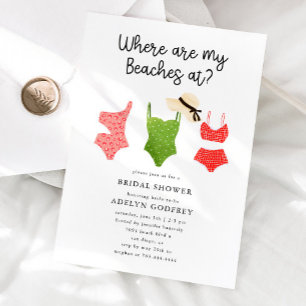 Invitación ¿Dónde Están Mis Playas En La Ducha De Novias?