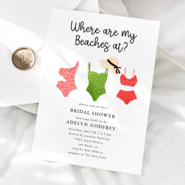 Invitación ¿Dónde Están Mis Playas En La Ducha De Novias? (Subido por el creador)