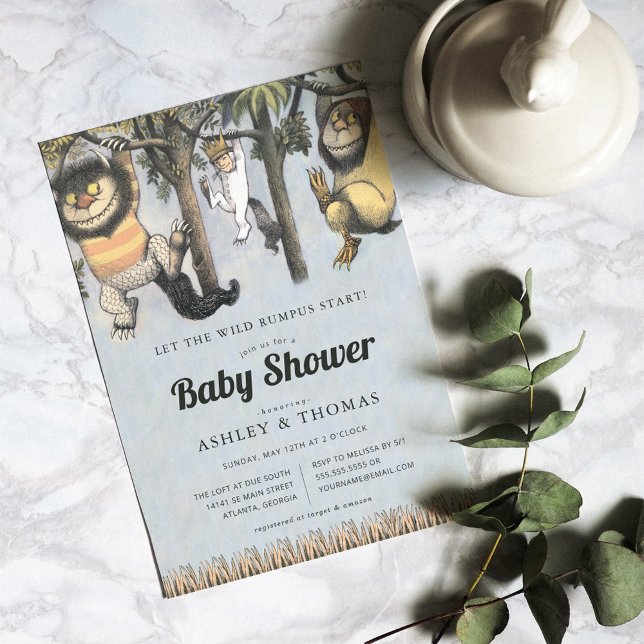 Invitación Donde las cosas salvajes son Baby Shower (Invitation on table)
