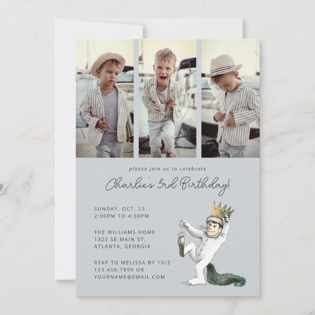 Invitación Donde las cosas salvajes son foto de cumpleaños (Anverso)