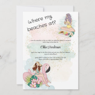 Invitación Dónde Mis Playas En La Fiesta De La Bachelorette