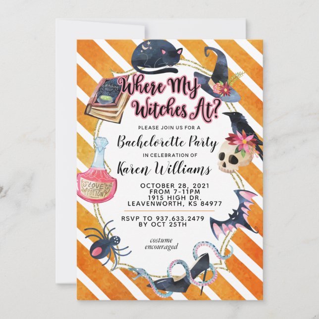 Invitación Donde Mis Testigos En La Fiesta De Bachelorette De (Anverso)