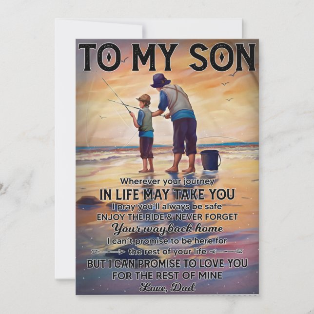 Invitación Donde Sea Que Viajes, Papá Pescador De Vida A Hijo (Anverso)