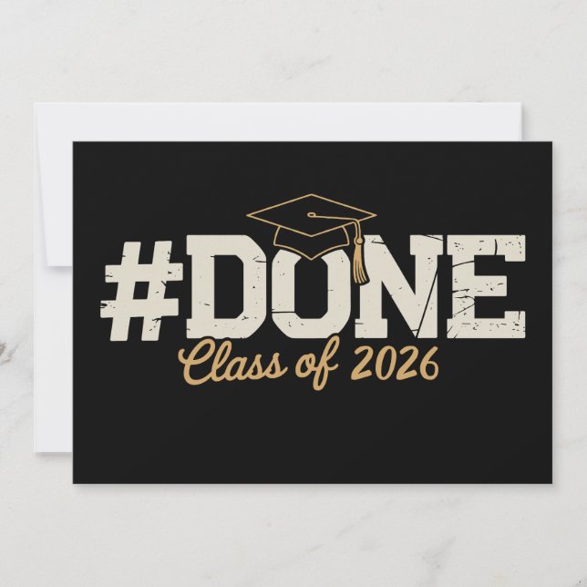 Invitación Done Class Of 2026 Gold Graduation Graduate (Anverso)