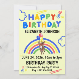 Invitación Donkey Birthday Invitation in Yellow