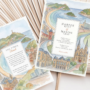 Invitación Donostia San Sebastián Acuarela Boda
