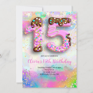 Invitación Donut 15th Birthday Girls Invitation