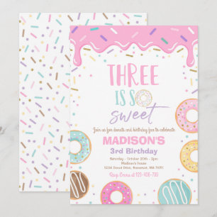Invitación Donut 3 cumpleaños Invitar Donut 3 es dulce