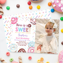Invitación Donut 3er cumpleaños Donut Three is Sweet Photo