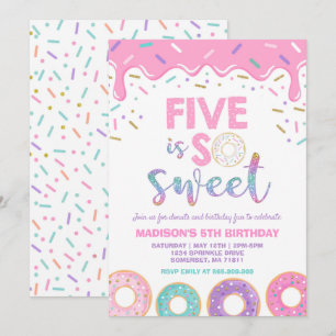 Invitación Donut 5 cumpleaños Invite a Donut 5 es dulce