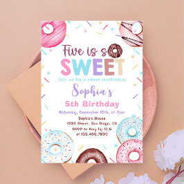 Invitación Donut 5h Fiesta de Cumpleaños Donut Five is Sweet