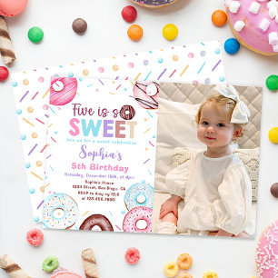 Invitación Donut 5h Fiesta de Cumpleaños Donut Five is Sweet