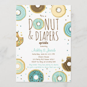 Invitación Donut and Diapers Sprinkle invita a ducha de cuna