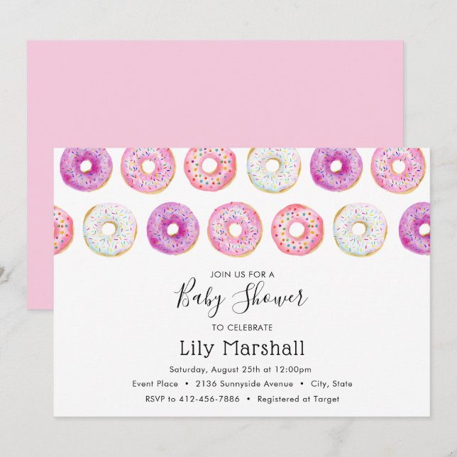 Invitación Donut Baby Shower (Anverso / Reverso)