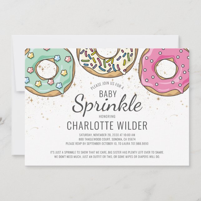 Invitación Donut Baby Sprinkle (Anverso)