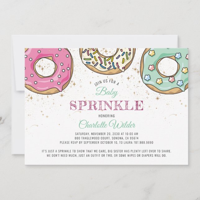 Invitación Donut Baby Sprinkle (Anverso)