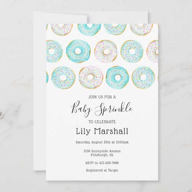 Invitación Donut Baby Sprinkle (Anverso)