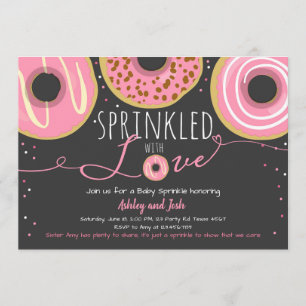 Invitación Donut Baby Sprinkle Rosada Masa para Niña Sprinkle