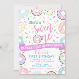 Invitación Donut Birthday Invitation Sweet One Fiesta
