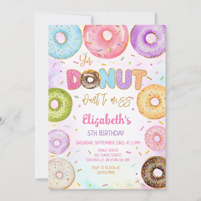 Invitación Donut Birthday Party Invitation (Anverso)