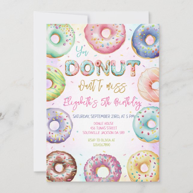 Invitación Donut Birthday Party Invitation (Anverso)
