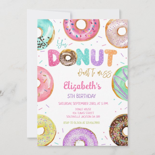Invitación Donut Birthday Party Invitation (Anverso)